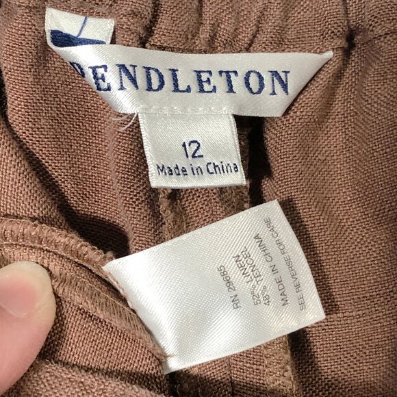 Pendleton Suit Womens Size L Brown Linen Blend Button-up Lightweight - Picture 12 of 13